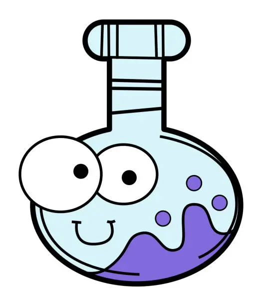 Vector illustration of Funny chemical bottle cartoon