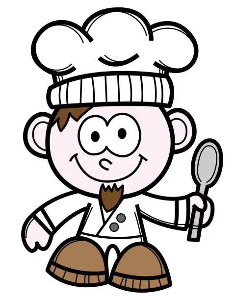 Vector illustration of Funny male chef cook cartoon