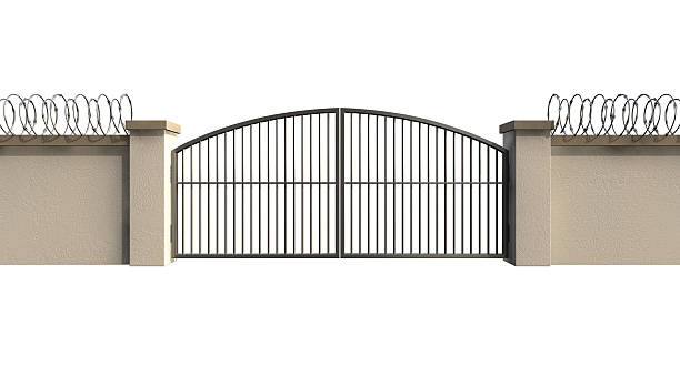 istock Gates And Wall With Razor Wire 185911000