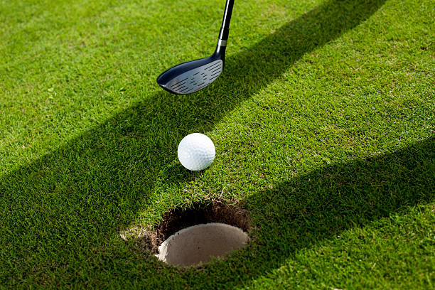 istock Closeup of hole on golf field 185911395