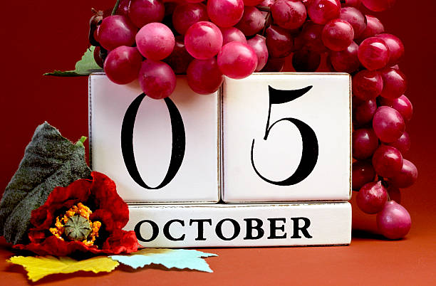 istock Save the Date white block calendar for October 5th 185911986