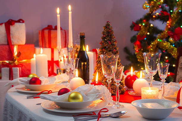 istock Beautifully set table for Christmas Eve 185912244