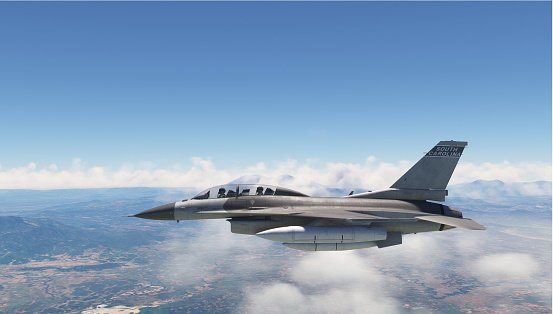 F-16 Viper flying over the sky and clouds
