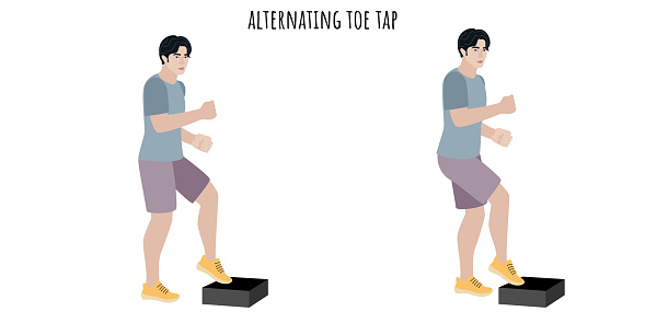 Accent Tap Exercise Asian Young Man Doing Alternating Toe Tap Exercise Stock Illustration ...