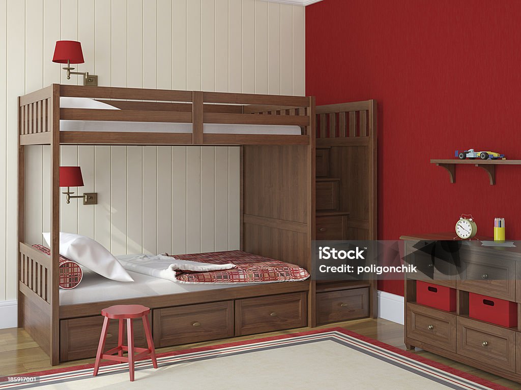 Children's bedroom Bedroom interior for two children. 3d render. Playroom Stock Photo
