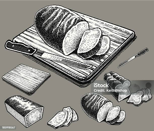 Bread On Cutting Board Stock Illustration - Download Image Now - Bread, Cutting Board, Illustration