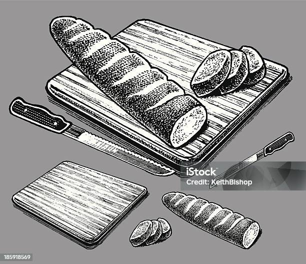 Ilustración de Italiana O El Pan Francés y más Vectores Libres de Derechos de Al horno - Al horno, Alimento, Barra de pan