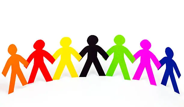 Photo of colorful human chain paper cut