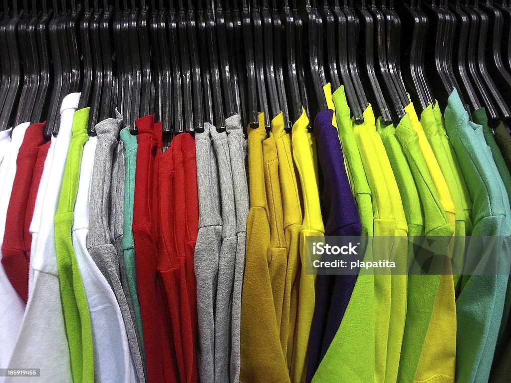 T-Shirt T-Shirt body collection colourful wooden hanger Abstract Stock Photo