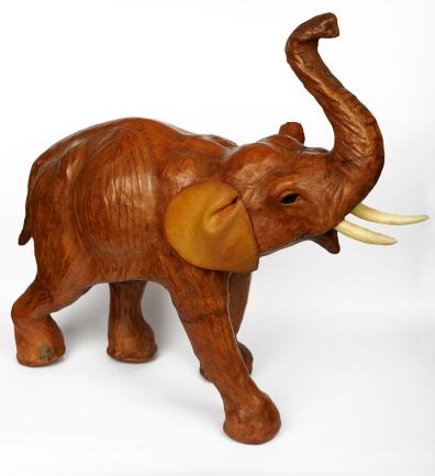 a wooden elephant,African crafts