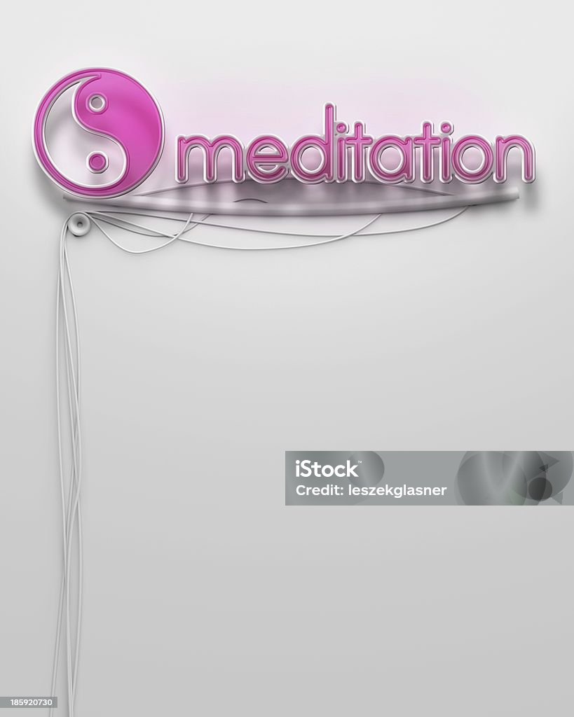 Insegna al neon con la meditazione parola, copyspace - Foto stock royalty-free di Affari