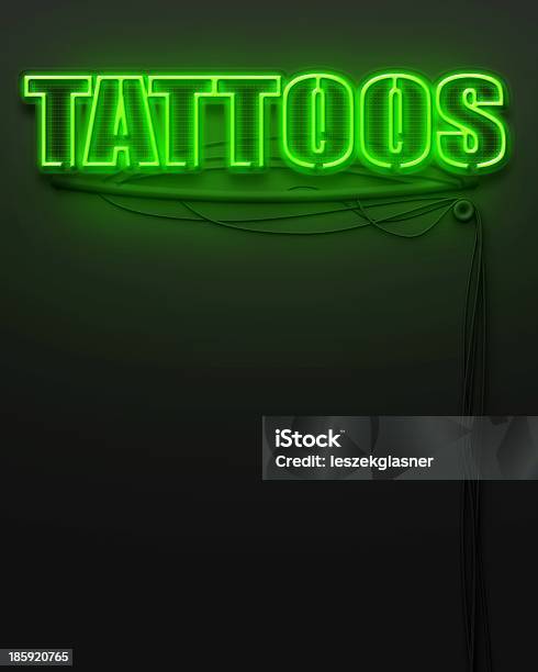 Segno Al Neon Acceso Con Parola Tatuaggi Copyspace - Fotografie stock e altre immagini di Affari