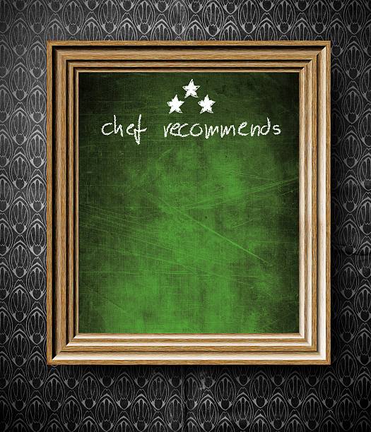 istock Chef recommends with copy-space chalkboard in old wooden frame 185920778