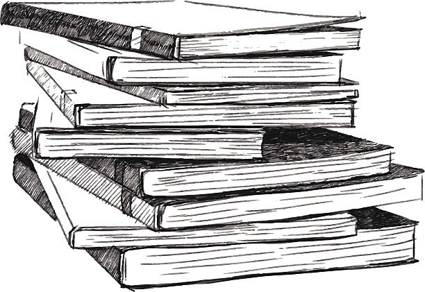 Books sketch Books sketch newspaper pile stock illustrations