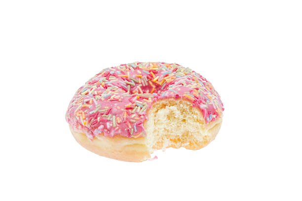istock Donut with pink glaze and bite isolated 185921218