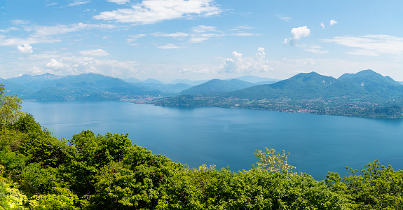 Panorama of the lake Maggiore from village Pollino in Verbania, Italy