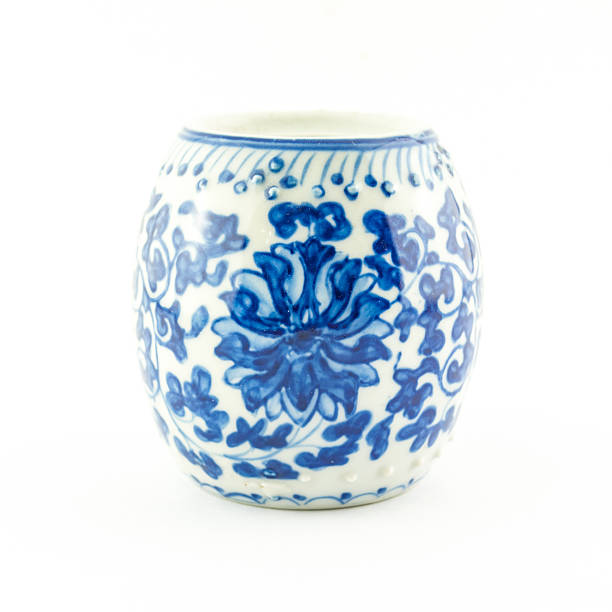 istock Bowl or jar in Thai design isolated on white background 185922229