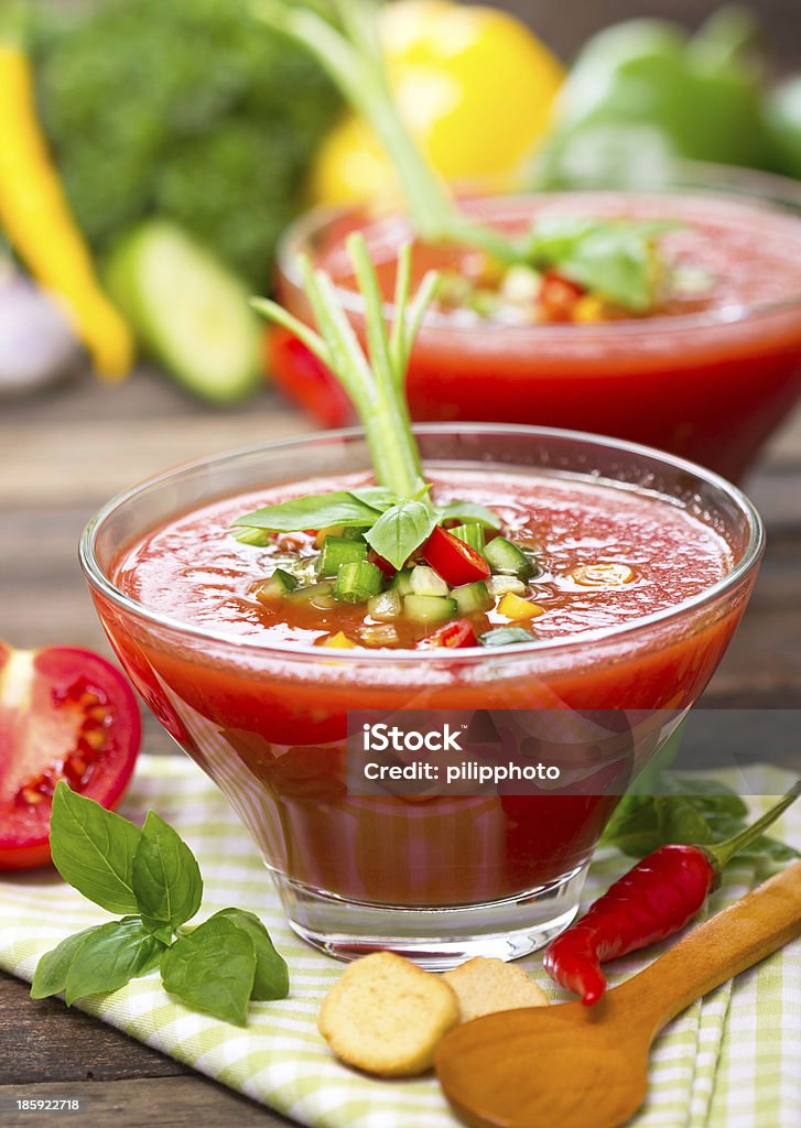 Fresh Gaspacho na mesa - Royalty-free Aipo Foto de stock