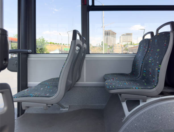 istock The bus inside. Interior of a modern city bus. 1859230861