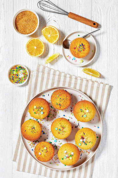 istock sweet lemon muffins on a plate, top view 1859231911