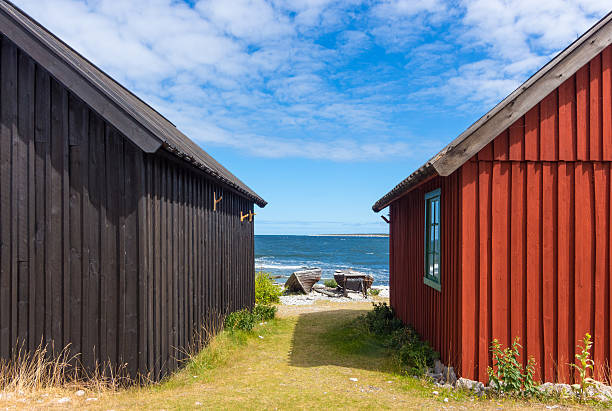Fishing village on Fårö island, Sweden Old fishing village with wooden houses on Fårö island, Sweden. gotland stock pictures, royalty-free photos & images