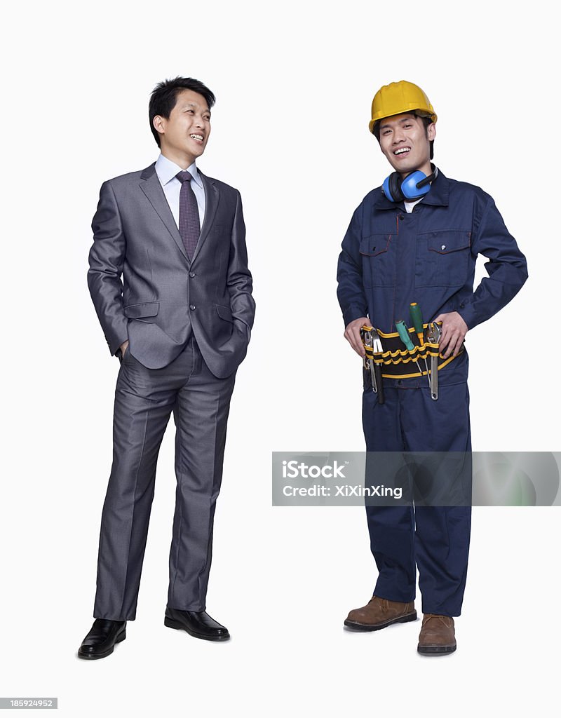 Negócios e Trabalhador da Construção Civil - Royalty-free Fundo Branco Foto de stock