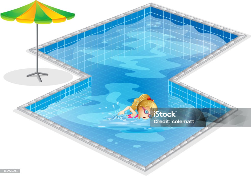 Bambina nuoto in piscina - arte vettoriale royalty-free di A quadri