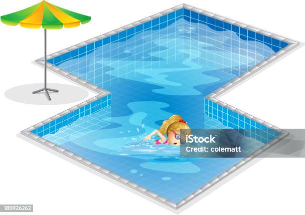 Bambina Nuoto In Piscina - Immagini vettoriali stock e altre immagini di A quadri - A quadri, Acciaio, Adulto