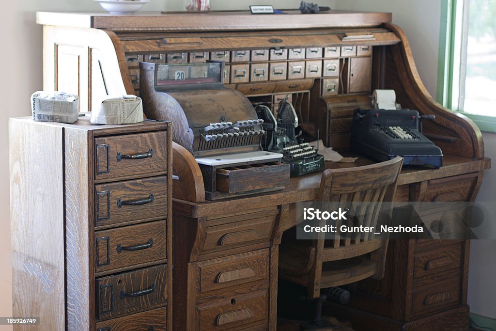 Antique Roll Top Desk With Drawers Stock Photo - Download Image Now -  Calculator, Desk, Drawer - Istock