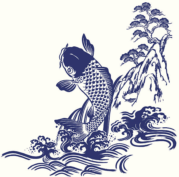 stockillustraties, clipart, cartoons en iconen met japanese koi - japanse etniciteit