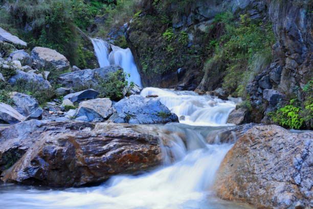 waterfall in the Kashmir valley in the higher reaches of the mighty Himalayas