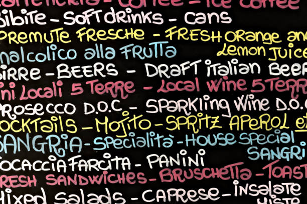 istock Corniglia, Cinque Terre, Italy. 05.13.2018. Blackboard with cocktail menu 1859286545