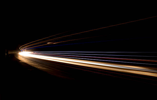 istock Truck light trails in tunnel. 185929106