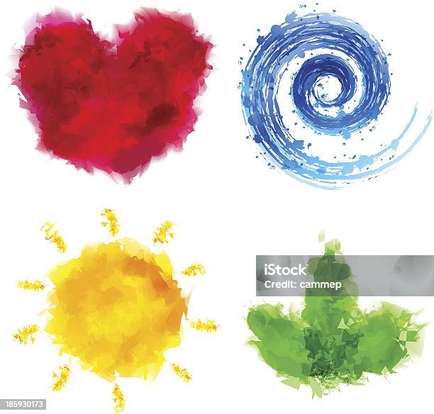 Ilustración de Acuarela Elementos De La Naturaleza y más Vectores Libres de Derechos de Abstracto - Abstracto, Acrílico, Acuarela