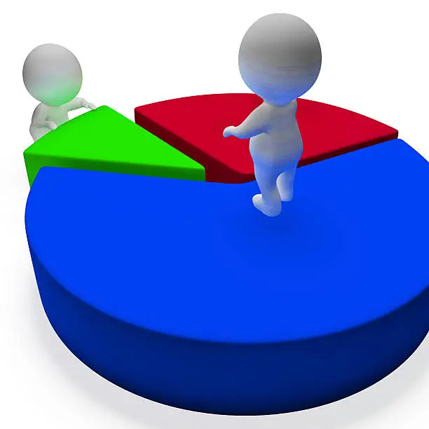 Photo of Pie Chart And 3d Characters Shows Statistics Report