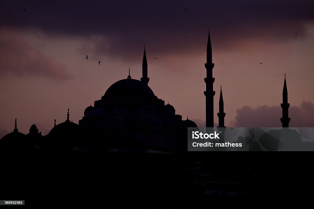 Silhouette der Moscheen - Lizenzfrei Abenddämmerung Stock-Foto