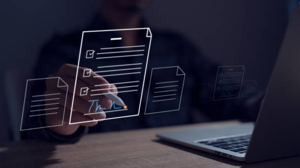 istock electronic signature Businessman signs electronic document in digital format electronic signature Technology and document management 1859336297