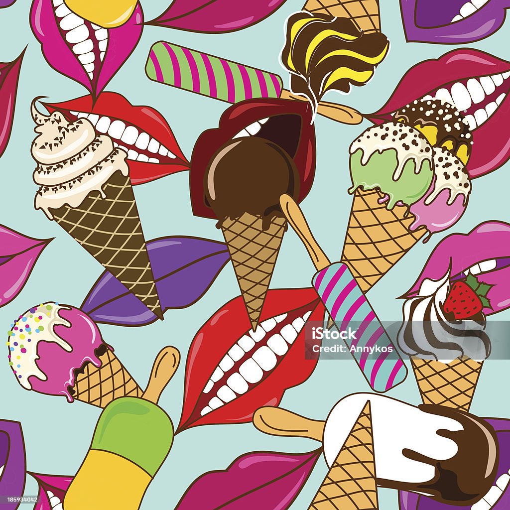 Seamless pattern di baffi e gelato - arte vettoriale royalty-free di Assaggiare