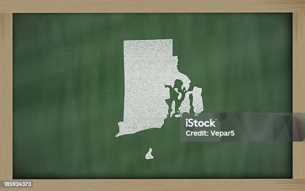 Outline Map Of Rhode Island On Blackboard Stock Photo - Download Image Now - Education, Rhode Island, Cartography