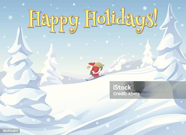 Skiing Santa Stock Illustration - Download Image Now - Landscape - Scenery, Santa Claus, Skiing
