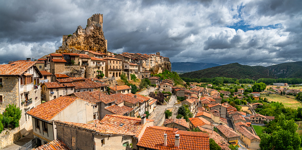 View of the medieval village Frias, in the region of 
