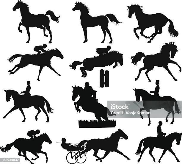 Horses Silhouettes Stock Illustration - Download Image Now - Horse, Equestrian Show Jumping, In Silhouette