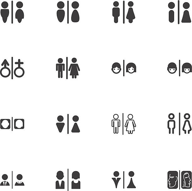 gender icons Illustration of gender icons on the white. bathroom symbols stock illustrations