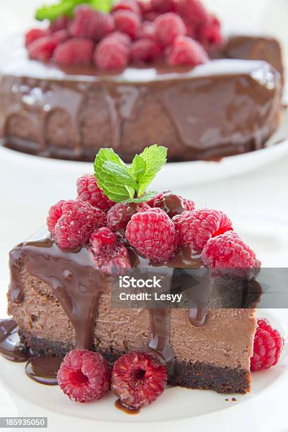 Chocolate Cheesecake With Raspberries Stock Photo - Download Image Now - Backgrounds, Baked, Baked Pastry Item