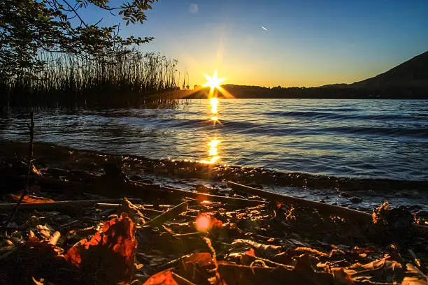 Sunrise in autumn at the Tegernsee