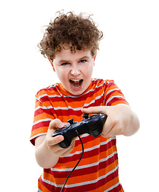 garçon à l'aide de contrôleur de jeu vidéo - teenager video game gamer child photos et images de collection