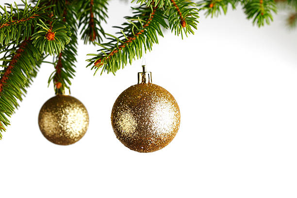 istock Christmas decoration on fir branch 185936228
