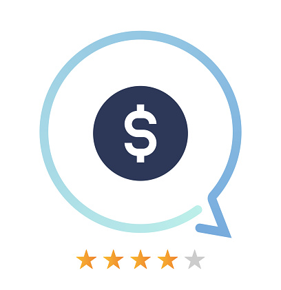 Currency rating and comment vector icon.