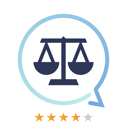 Justice rating and comment vector icon.