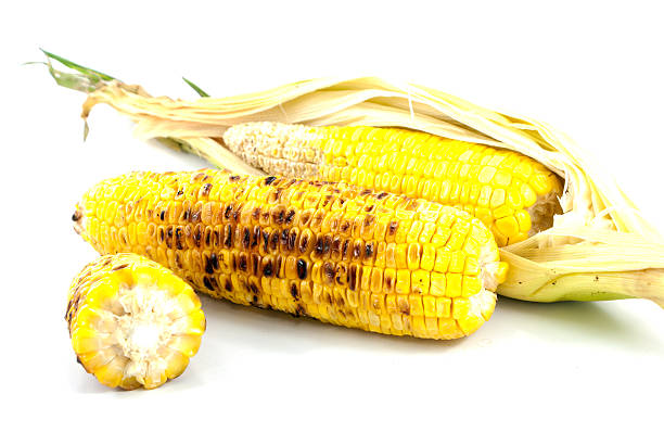 istock Golden grilled corn and ripe on white background 185936608